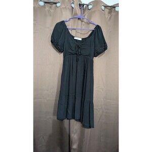 Hippie Rose Black Mini Dress Women's S Short-Sleeve Witchy Whimsigoth